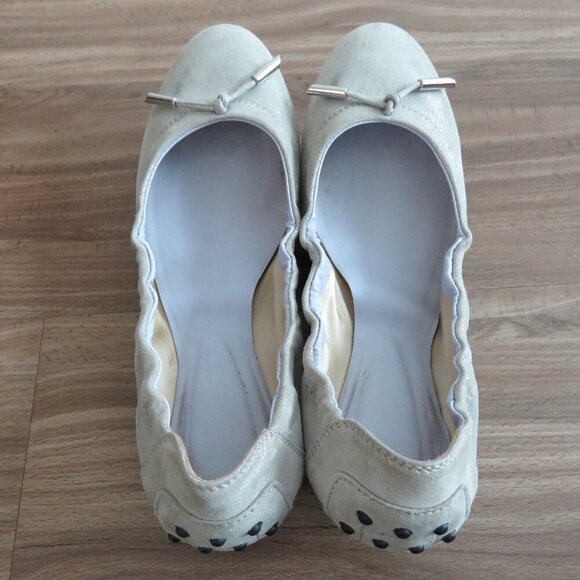 TOD'S Dee Laccetto Silver Metallic Leather Foldable Ballet Flat Shoes Size US 6 - Picture 13 of 13